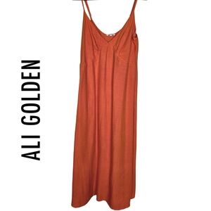 Linen Orange Ali Golden Dress
